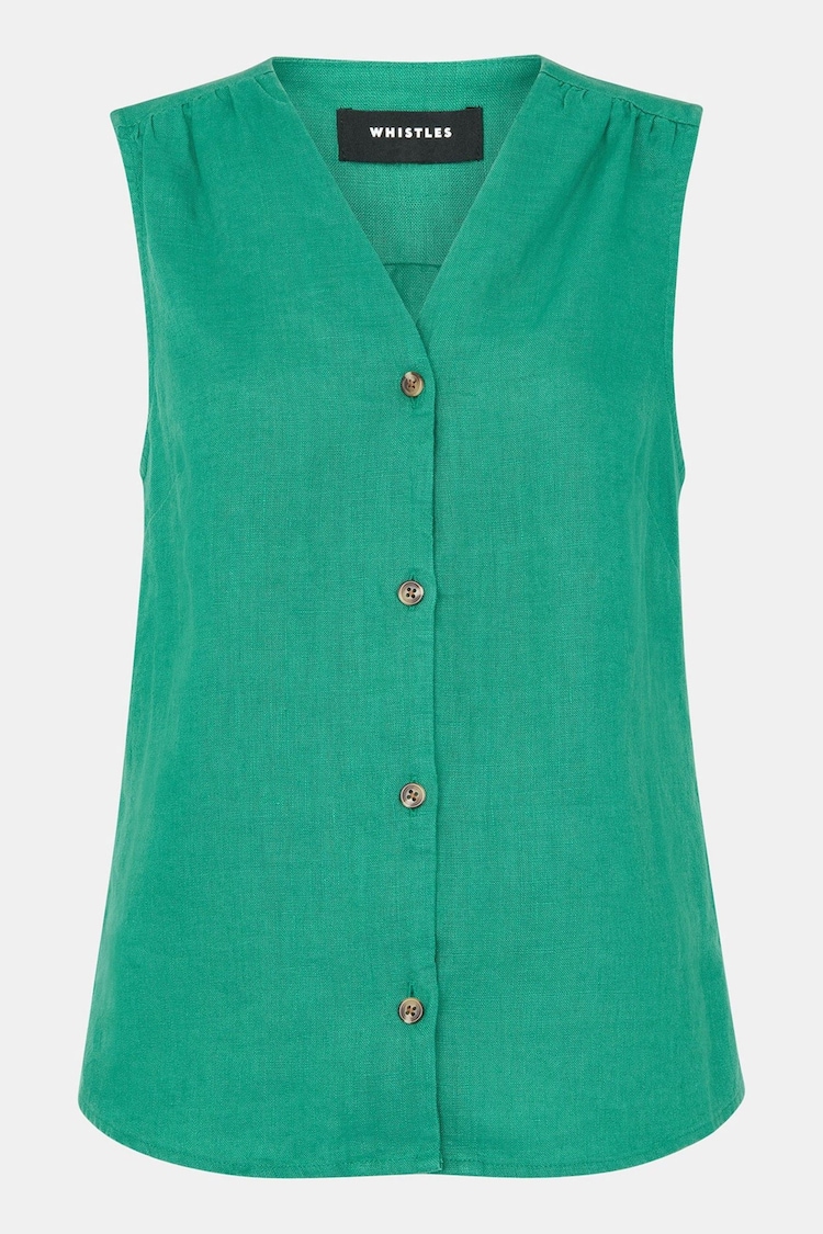 Verde - Camiseta de tirantes de lino 100% Laura de Whistles - Imagen 1 de 1