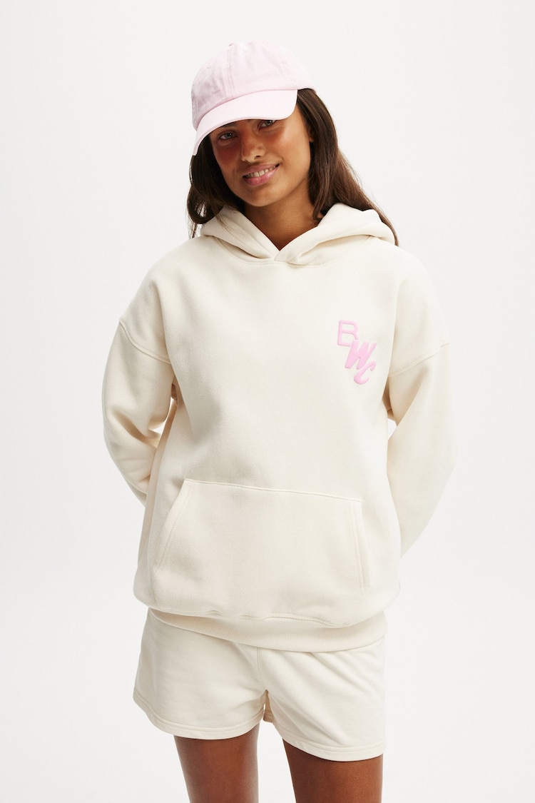 Cotton On Cream Plush Premium Graphic Hoodie - Image 1 of 1
