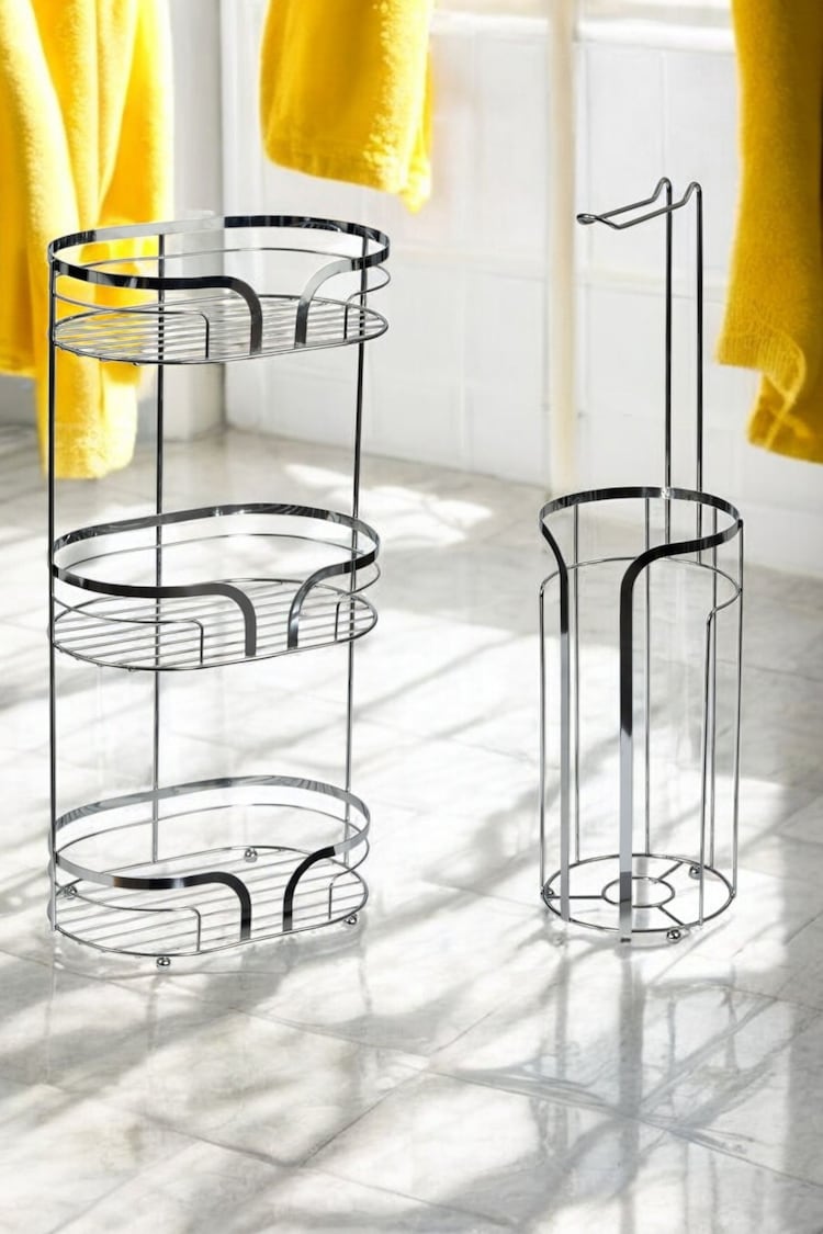 Showerdrape Chrome Dante Floor Caddy and Toilet Roll Holder - Image 1 of 1
