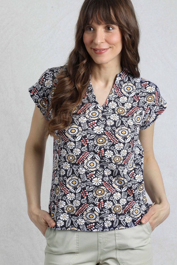 Weird Fish Blue Alia Printed Jersey 100% Cotton Sweat Top - Image 1 of 1