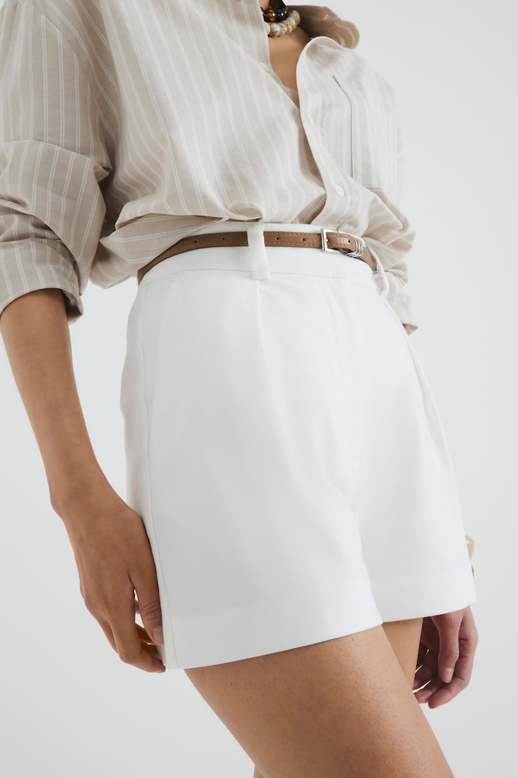 River Island White Longline Belted Shorts - Image 1 of 1