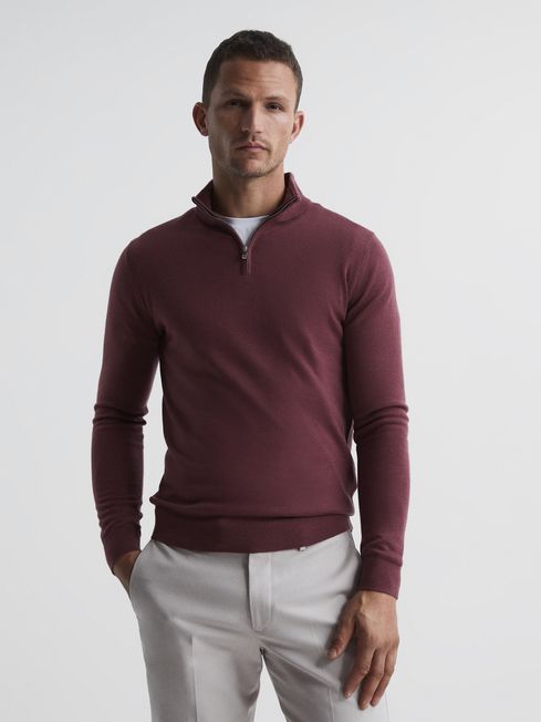 Reiss Blackhall Merino Wool Zip Neck 