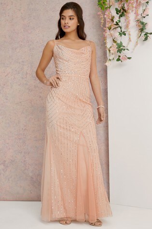 lipsy cowl neck maxi dress in pink