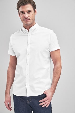 Slim Fit White Shirt Short Sleeve - FitnessRetro