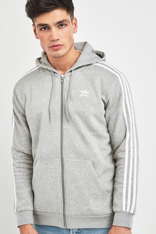 adidas originals trefoil stripe full zip hoodie