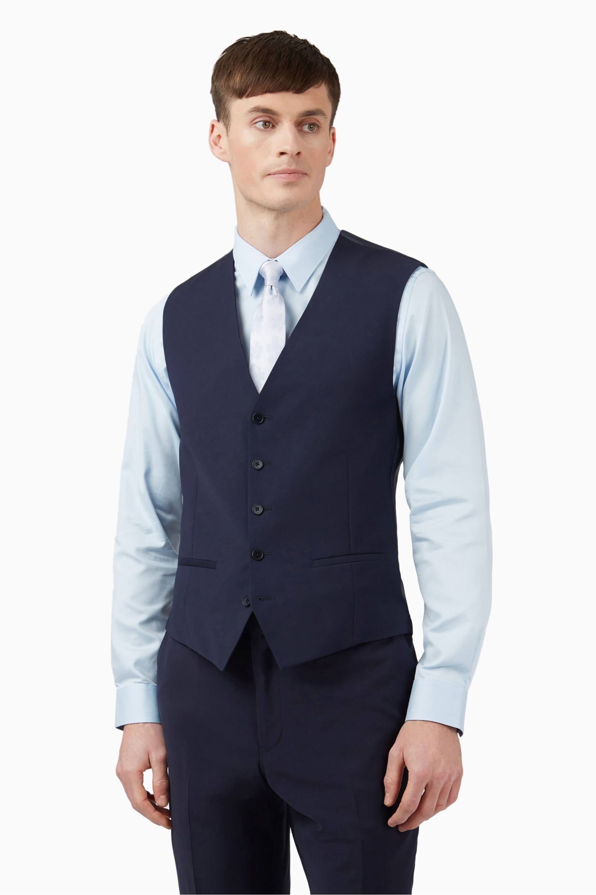 Ted Baker Navy Blue Premium Panama Suit Waistcoat - Image 1 of 4