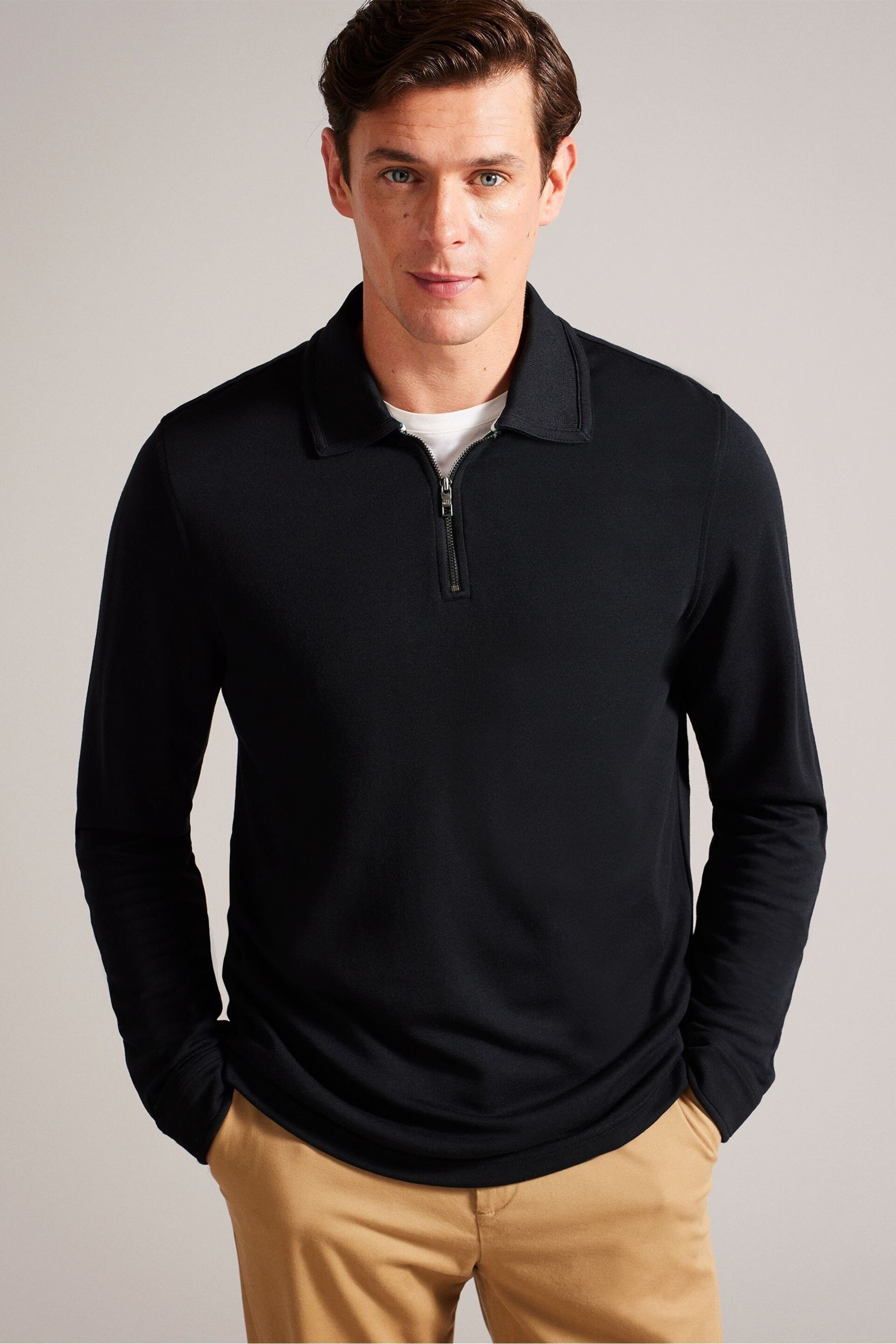 Ted Baker Black Karpol Regular Soft Touch Polo Shirt - Image 1 of 6