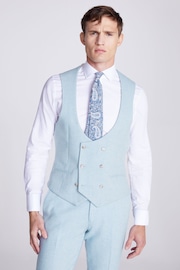 MOSS Blue Tailored Fit Donegal Waistcoat - Image 1 of 3