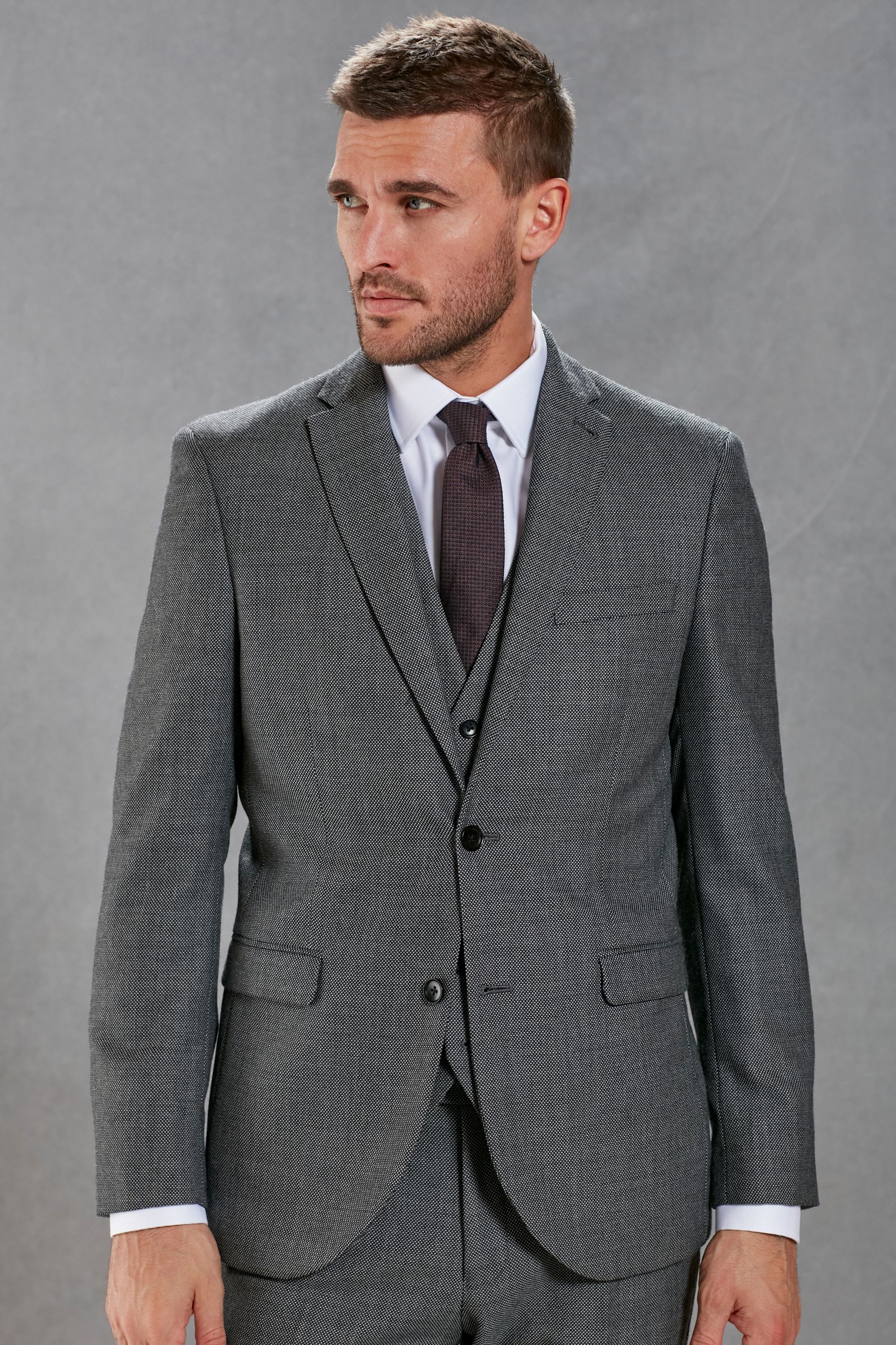 Buy Grey Signature Empire Mills 100 Wool Birdseye Suit Jacket from Next Austria