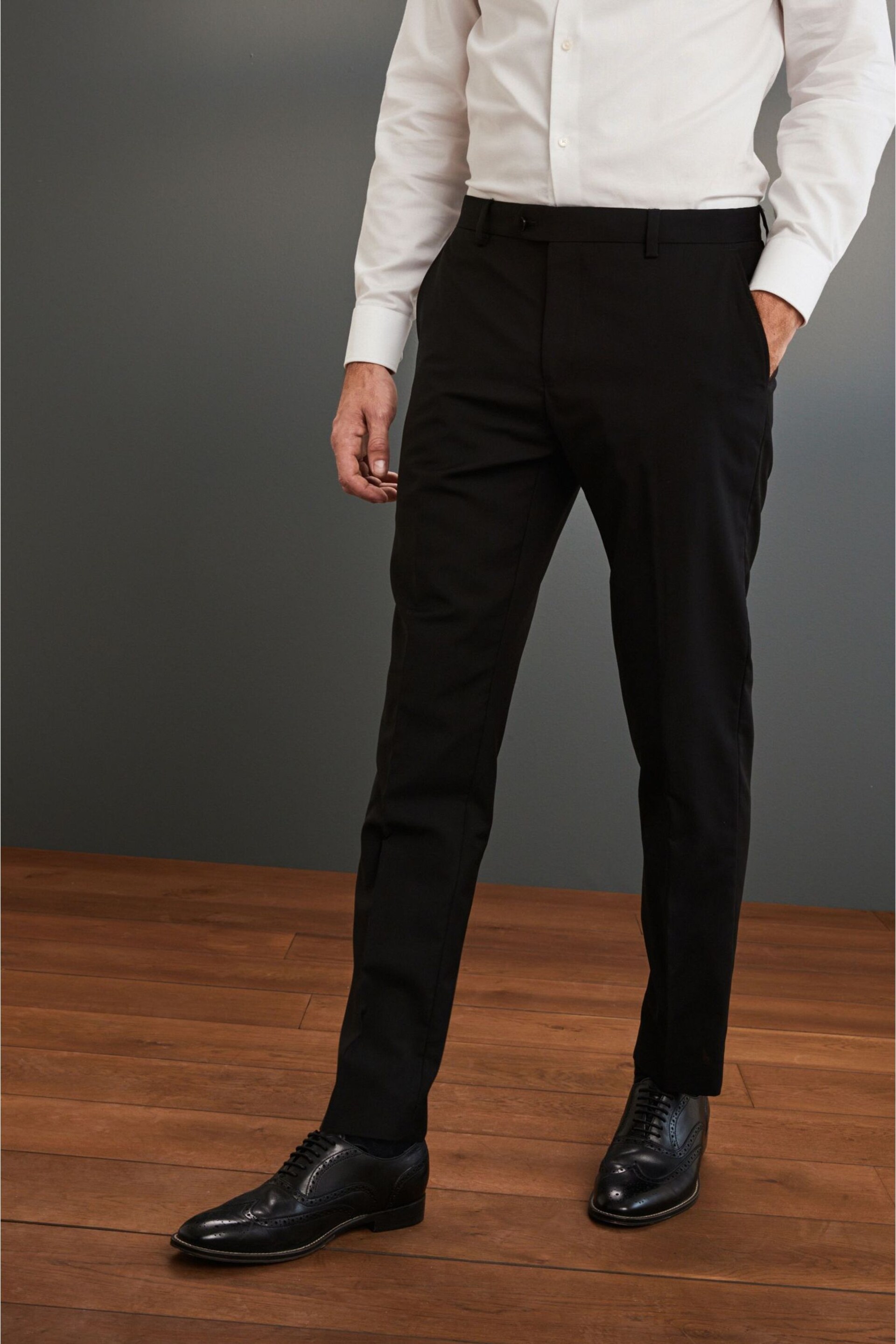 Black Slim Signature Tollegno Wool Suit: Trousers - Image 1 of 5