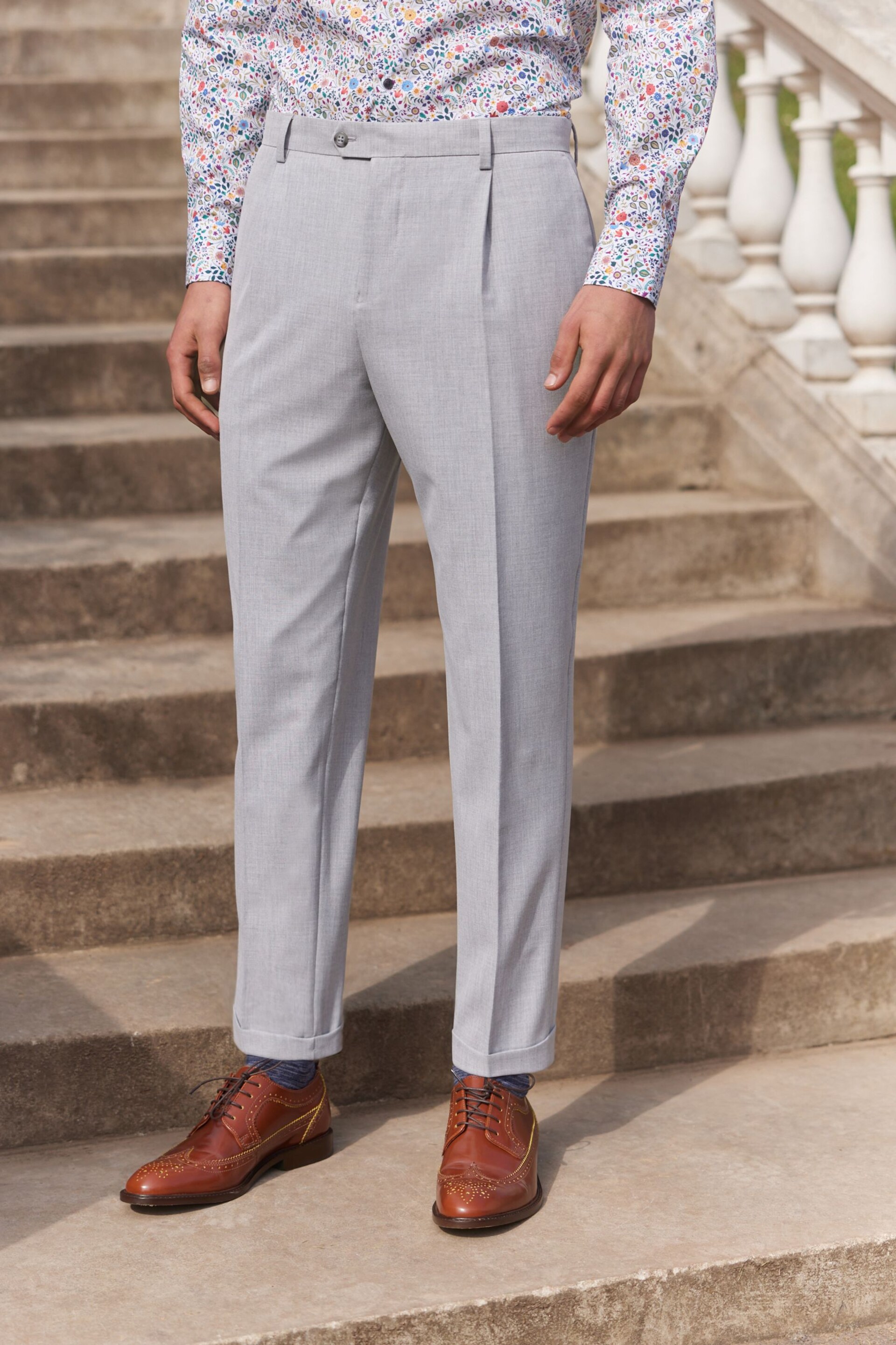 Light Grey Relaxed Fit Motionflex Stretch Suit: Trousers - Image 1 of 9