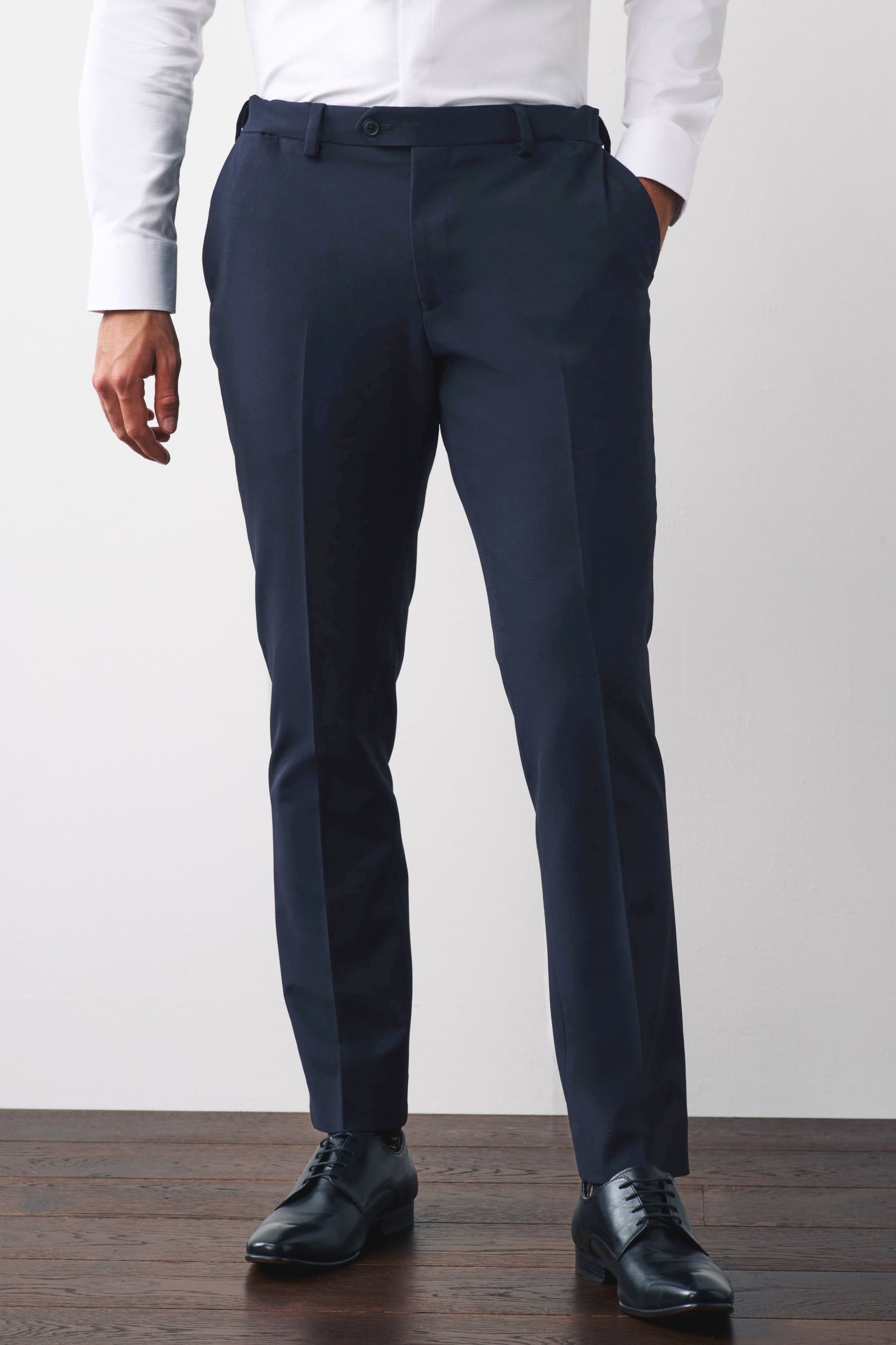 Navy Blue Slim Motionflex Stretch Suit: Trousers - Image 1 of 5