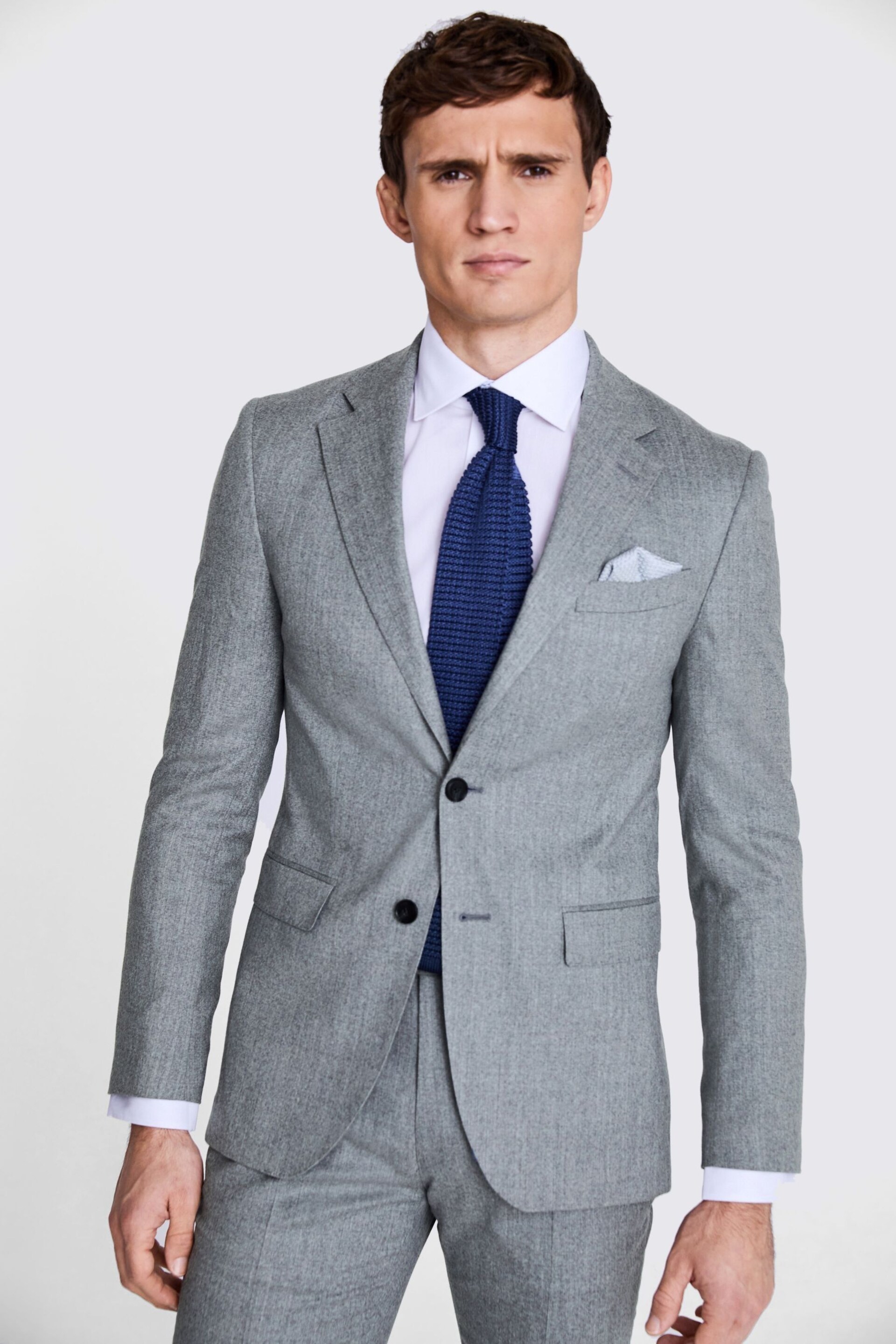 MOSS Slim Fit Grey Flannel Jacket - Image 1 of 5