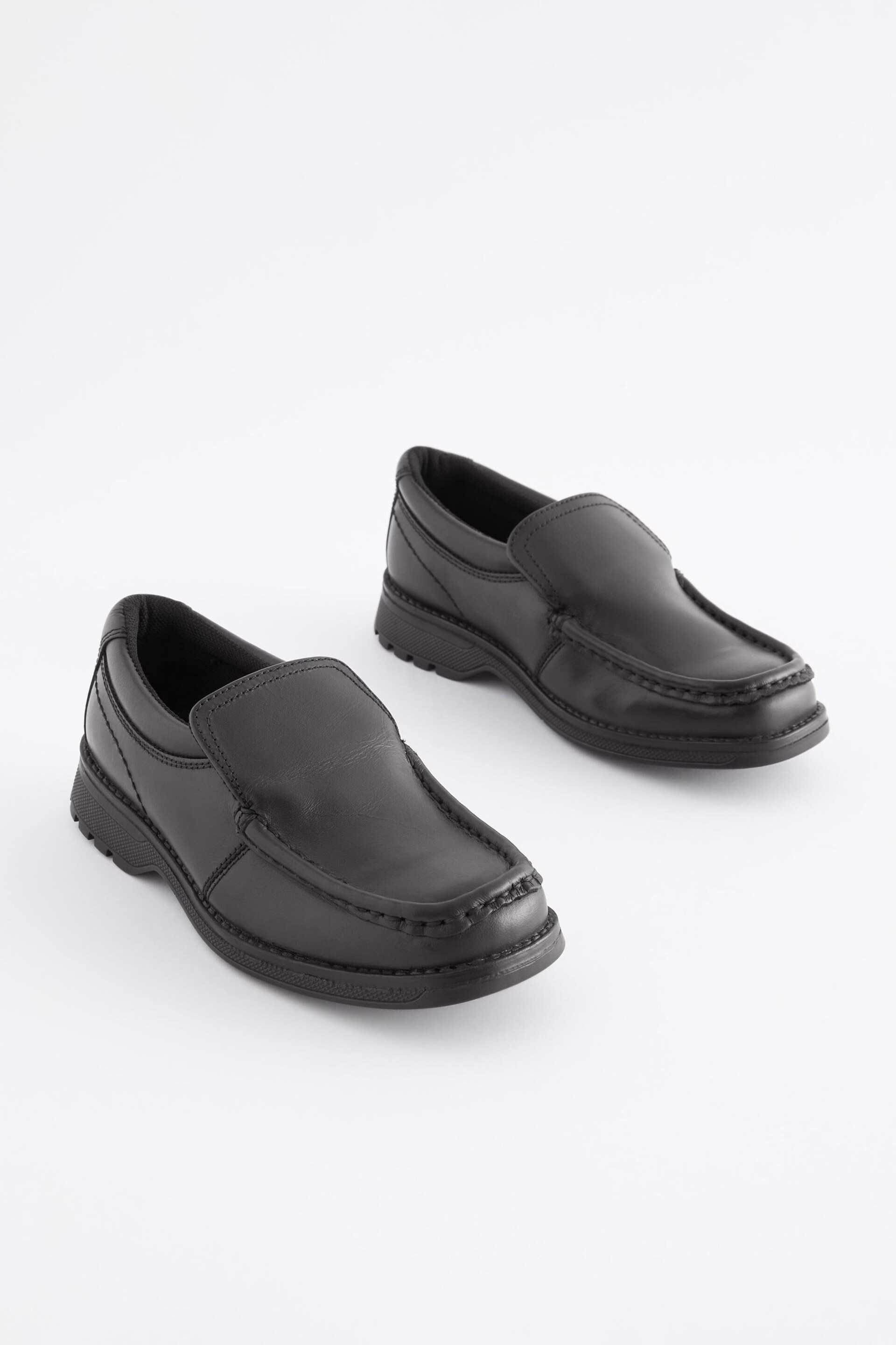 Black Standard Fit (F) School Leather Loafer Shoes - Image 1 of 7