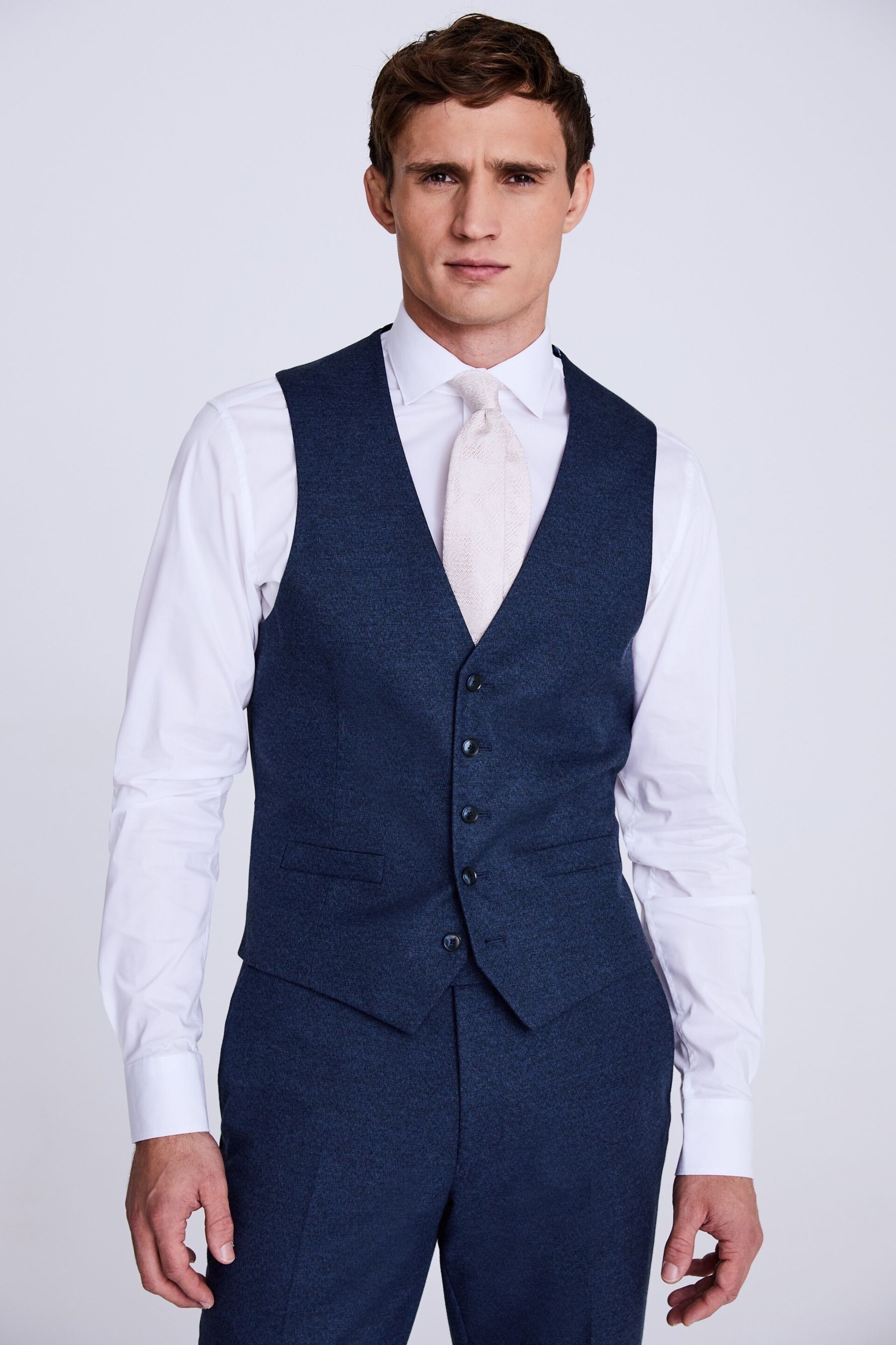 MOSS Tailored Fit Blue Flannel Waistcoat - Image 1 of 3
