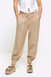 River Island Brown Petite Cuffed Easy Joggers - Image 1 of 6