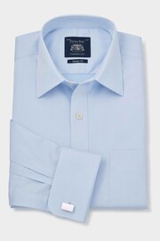 Savile Row Company Blue Twill Classic Fit Single Cuff Shirt - Image 1 of 5