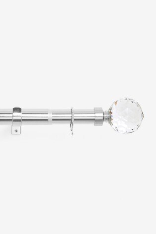 Buy Brushed Silver Extendable Isabel 35mm Curtain Pole Kit From