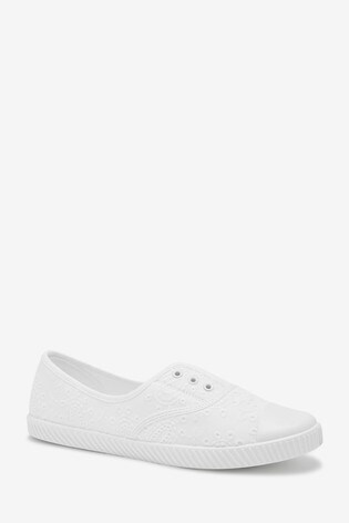 canvas trainers white