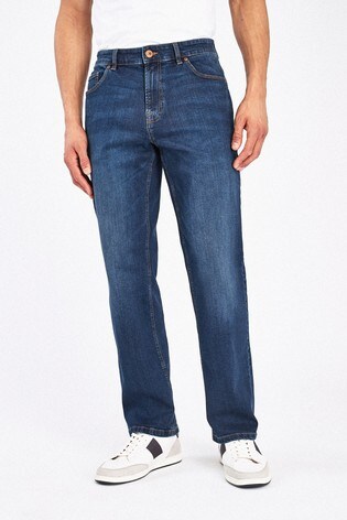 Mid Blue Loose Fit Jeans With Stretch 