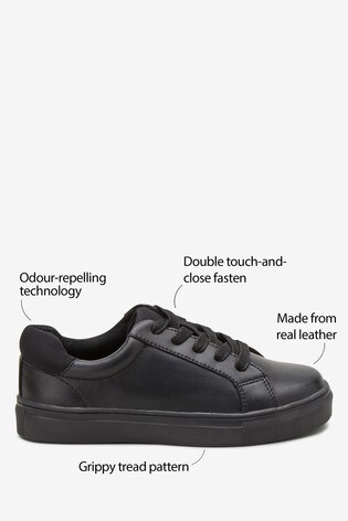 black leather lace shoes