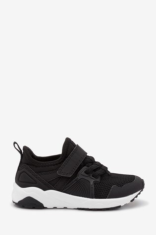 black elastic lace trainers
