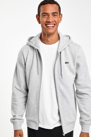 grey lacoste zip hoodie