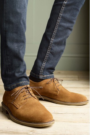 Buy Tan Suede Derby Shoes from the Next 