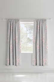 Catherine Lansfield Grey Canterbury Floral Pencil Pleat Curtains - Image 1 of 2
