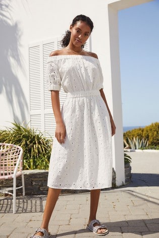 Buy Broderie Off Shoulder Summer Dress ...