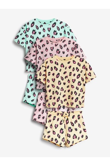 Buy 3 Pack Leopard Print Short Pyjamas