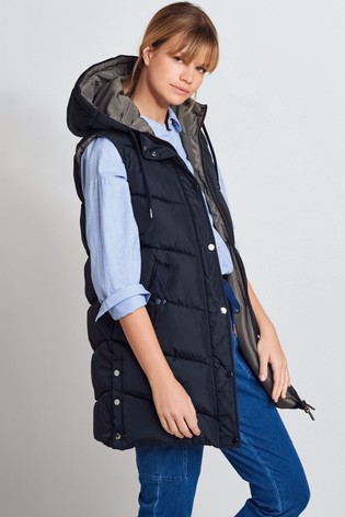 Navy long gilet womens clearance