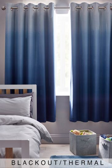 Ombre Print Eyelet Blackout Curtains, Blue Curtains For Boy Bedroom