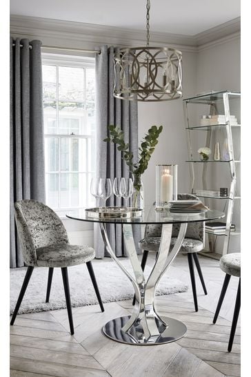 Tulip Glass Round 4 Seater Dining Table, Round Dining Table And Chairs 4 Seater