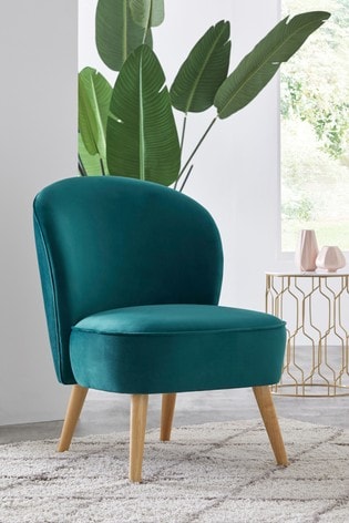 Zola Accent Chair With Light Legs, Teal Velvet Chair Uk