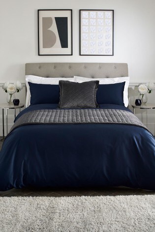 Collection Luxe 400 Thread Count 100 Egyptian Cotton Duvet Cover And Pillowcase Set From The Next Uk - Navy Blue And Silver Bedding Collection Luxe 400 Thread Count 100 Egyptian Cotton Duvet Cover And Pillowcase Set From The Next Uk - Navy Blue And Silver Bedding