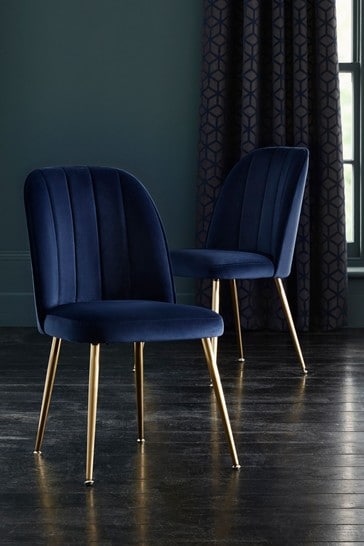 Set Of 2 Stella Dining Chairs In Velvet From The Next Uk Set Of 2 Stella Dining Chairs In, Navy Blue Velvet Dining Chairs