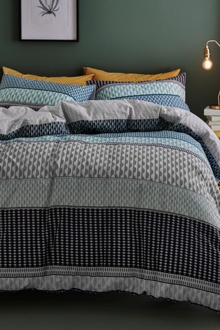 2 Pack Reversible Mini Geo Stripe Duvet Cover And Pillowcase Set From The Next Uk - Grey And Teal Bedding 2 Pack Reversible Mini Geo Stripe Duvet Cover And Pillowcase Set From The Next Uk - Grey And Teal Bedding