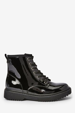 patent boots lace up