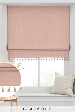 images Next Roman Blinds Uk blush tassel edge blackout roman blind