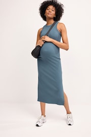 Blue Maternity Ribbed Dress - Image 1 of 8