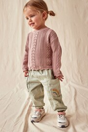 Sage Green Embroidered Cargo Trousers (3mths-7yrs) - Image 1 of 8