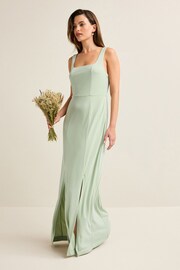 Sage Green Square Neck Bridesmaid Maxi Dress - Image 1 of 6