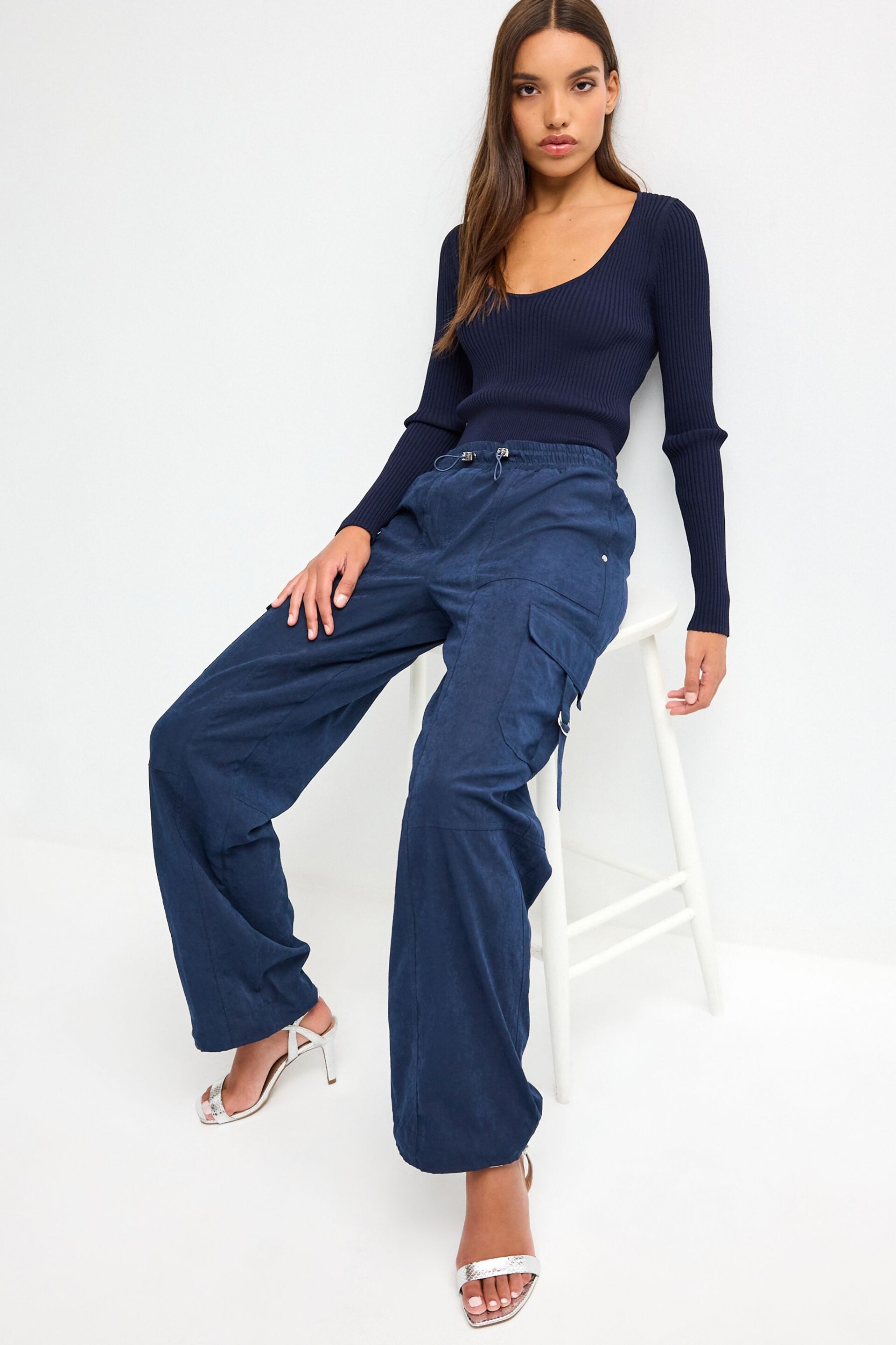 Navy Blue Lightweight Cargo Trousers - Image 1 of 7