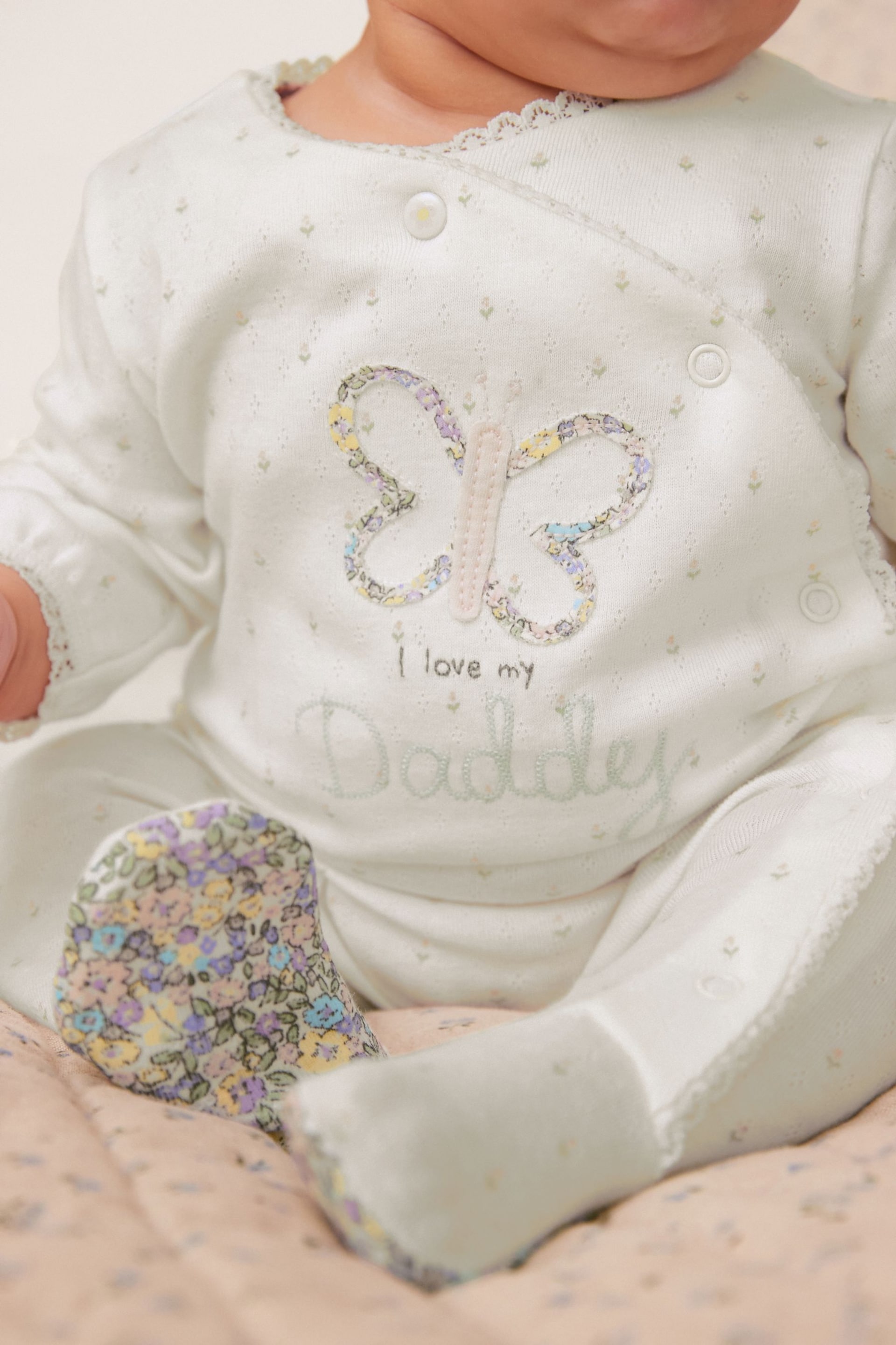 Ecru Butterfly Daddy Family Sleepsuit (0-2yrs) - Image 2 of 7
