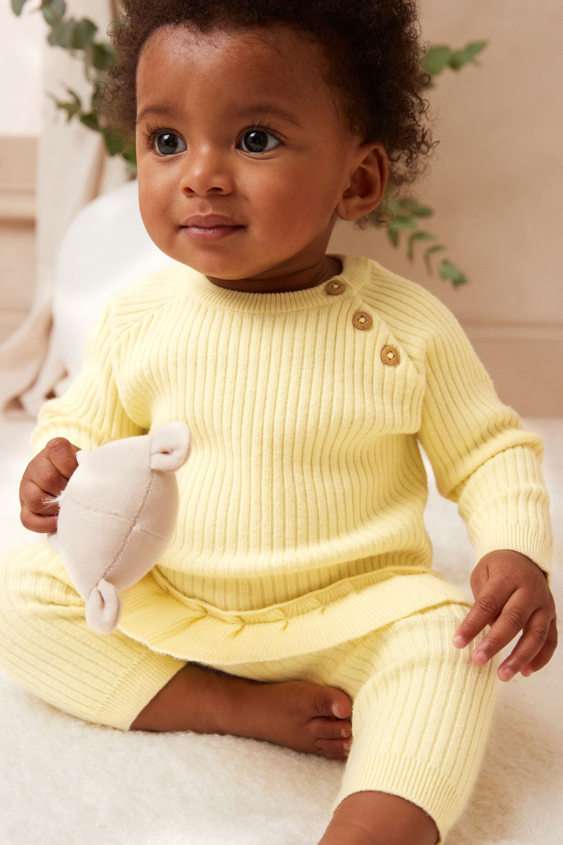 Buttermilk Yellow Knitted Baby 2 Piece Set (0mths-2yrs) - Image 1 of 7
