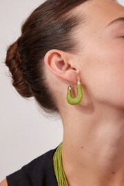 Lime Green Thread Wrap Hoop Earrings - Image 1 of 8