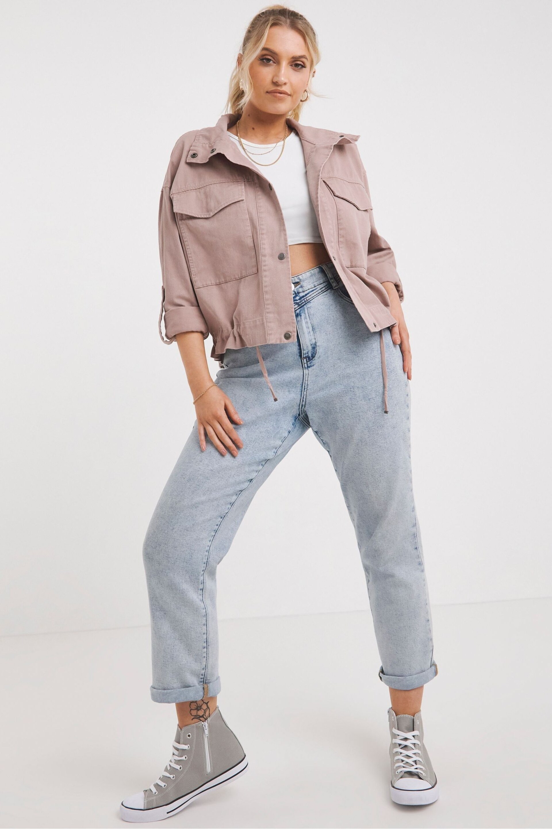 Simply Be Blush Pink Relaxed Utility Jacket - Image 1 of 4