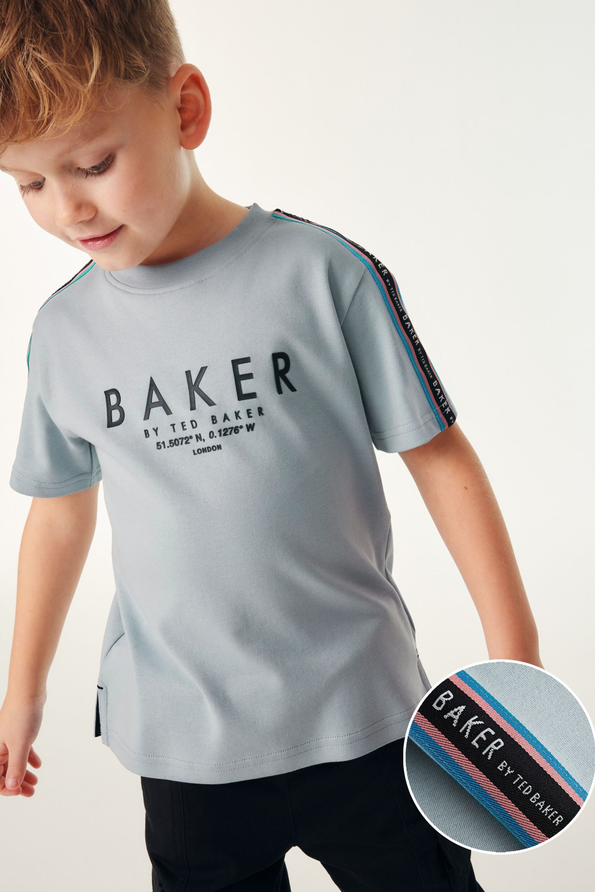 Baker by Ted Baker Blue Tape Detail T-Shirt - Image 1 of 12