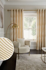 Champagne Gold Valencia Wave Jacquard Eyelet Lined Curtains - Image 1 of 5